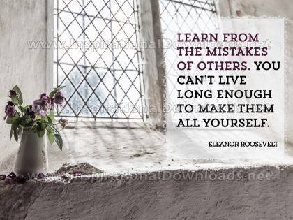 Learn From Mistakes of Others by Eleanor Roosevelt Inspirational Graphic Quote