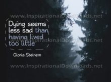 Having Lived Too Little by Gloria Steinem Inspirational Graphic Quote
