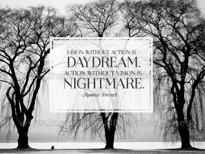 Vision Without Action Is Daydream Inspirational Quote Graphic by Japanese Proverb