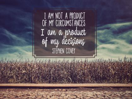 Product Of My Decisions by Stephen Covey Inspirational Quote Graphic