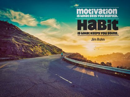 Habit Keeps You Going by Jim Rohn Inspirational Quote Graphic