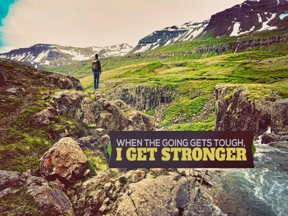 I Get Stronger by Positive Affirmations Inspirational Quote Graphic