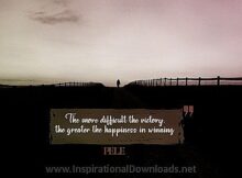 Happiness In Winning by PELE Inspirational Thought Graphic
