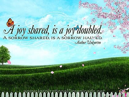 Joy Shared by Author Unknown Inspirational Quote Graphic